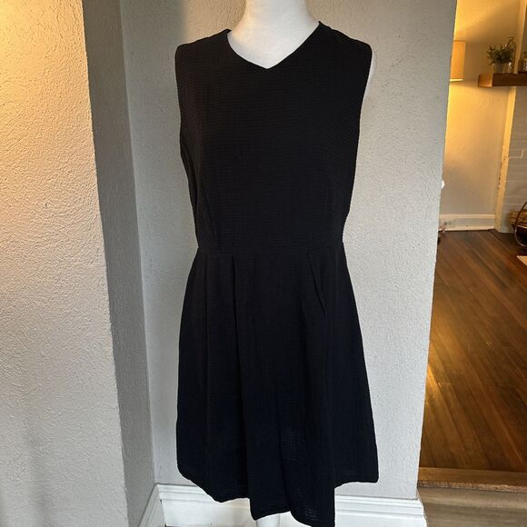 Gap 100% Cotton Black Sleeveless Lined Dress With Pockets Size 10 - Picture 2 of 7